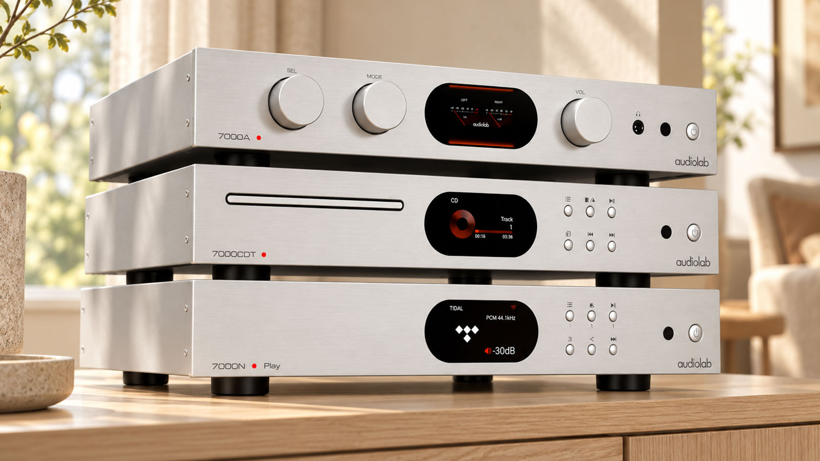 Audiolab 7000A + 7000CDT + 7000N – kompletny system stereo